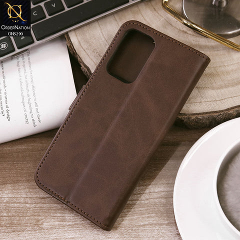 Samsung Galaxy A52 Cover - Dark Brown - Premium Business Series Magnetic Leather Wallet Flip book Card Slots Soft Case