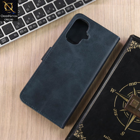 Infinix Smart 10 Cover - Blue - Premium Business Series Magnetic Leather Wallet Flip book Card Slots Soft Case