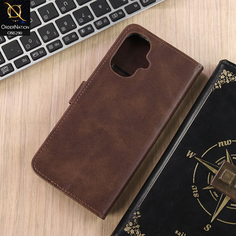 Infinix Smart 10 Cover - Dark Brown - Premium Business Series Magnetic Leather Wallet Flip book Card Slots Soft Case