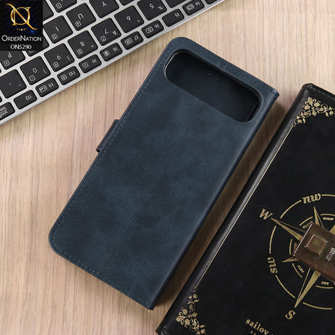 Infinix Smart 10 Plus Cover - Blue - Premium Business Series Magnetic Leather Wallet Flip book Card Slots Soft Case