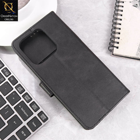 Infinix Smart 9 HD Cover - Black - Premium Business Series Magnetic Leather Wallet Flip book Card Slots Soft Case