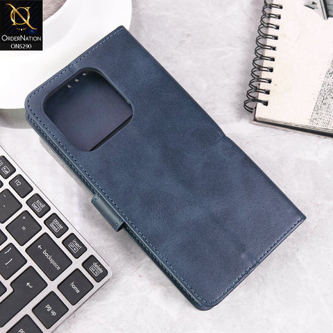 Infinix Hot 50i Cover - Blue - Premium Business Series Magnetic Leather Wallet Flip book Card Slots Soft Case