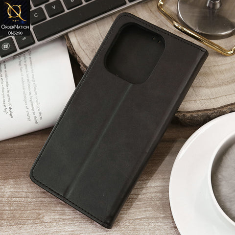 Tecno Spark 10 Cover - Black - Premium Business Series Magnetic Leather Wallet Flip book Card Slots Soft Case
