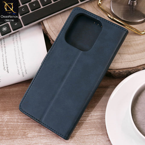 Tecno Spark 10 Cover - Blue - Premium Business Series Magnetic Leather Wallet Flip book Card Slots Soft Case