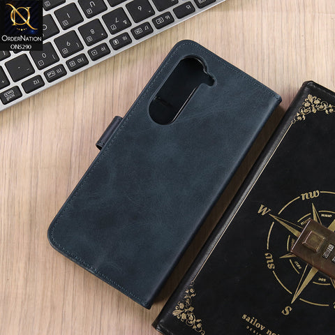 Tecno Spark 40 Pro Cover - Blue - Premium Business Series Magnetic Leather Wallet Flip book Card Slots Soft Case