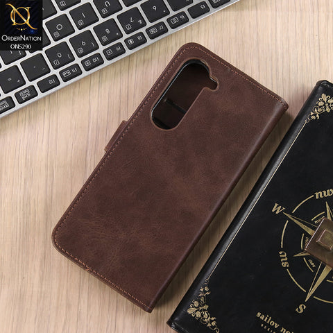 Tecno Spark 40 Pro Cover - Dark Brown - Premium Business Series Magnetic Leather Wallet Flip book Card Slots Soft Case