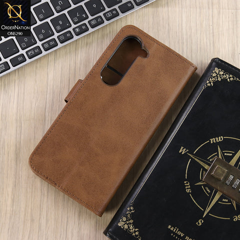 Tecno Spark 40 Pro Cover - Light Brown - Premium Business Series Magnetic Leather Wallet Flip book Card Slots Soft Case