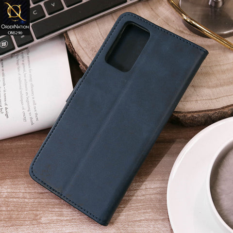 Vivo V21e Cover - Blue - Premium Business Series Magnetic Leather Wallet Flip book Card Slots Soft Case