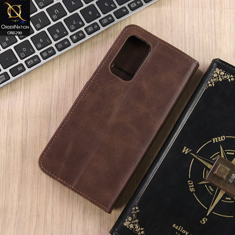 Vivo V23e Cover - Dark Brown - Premium Business Series Magnetic Leather Wallet Flip book Card Slots Soft Case
