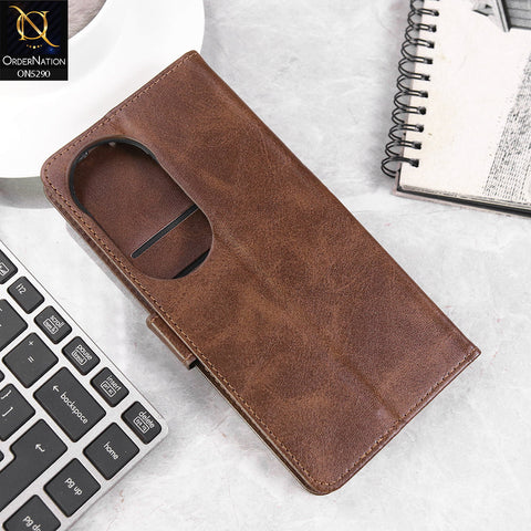 Vivo V50 Cover - Dark Brown - Premium Business Series Magnetic Leather Wallet Flip book Card Slots Soft Case