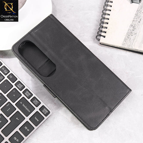 Vivo V50 Lite Cover - Black - Premium Business Series Magnetic Leather Wallet Flip book Card Slots Soft Case