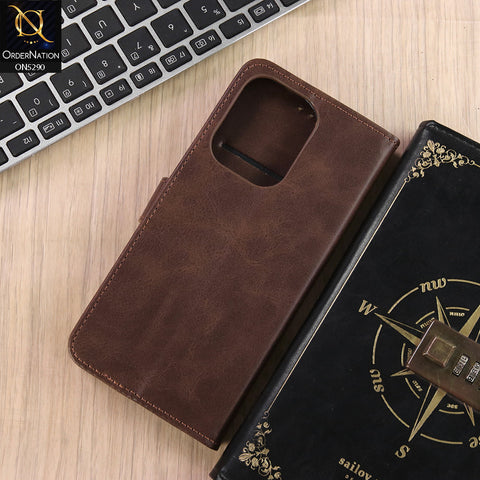 Vivo T4 Pro Cover - Dark Brown - Premium Business Series Magnetic Leather Wallet Flip book Card Slots Soft Case