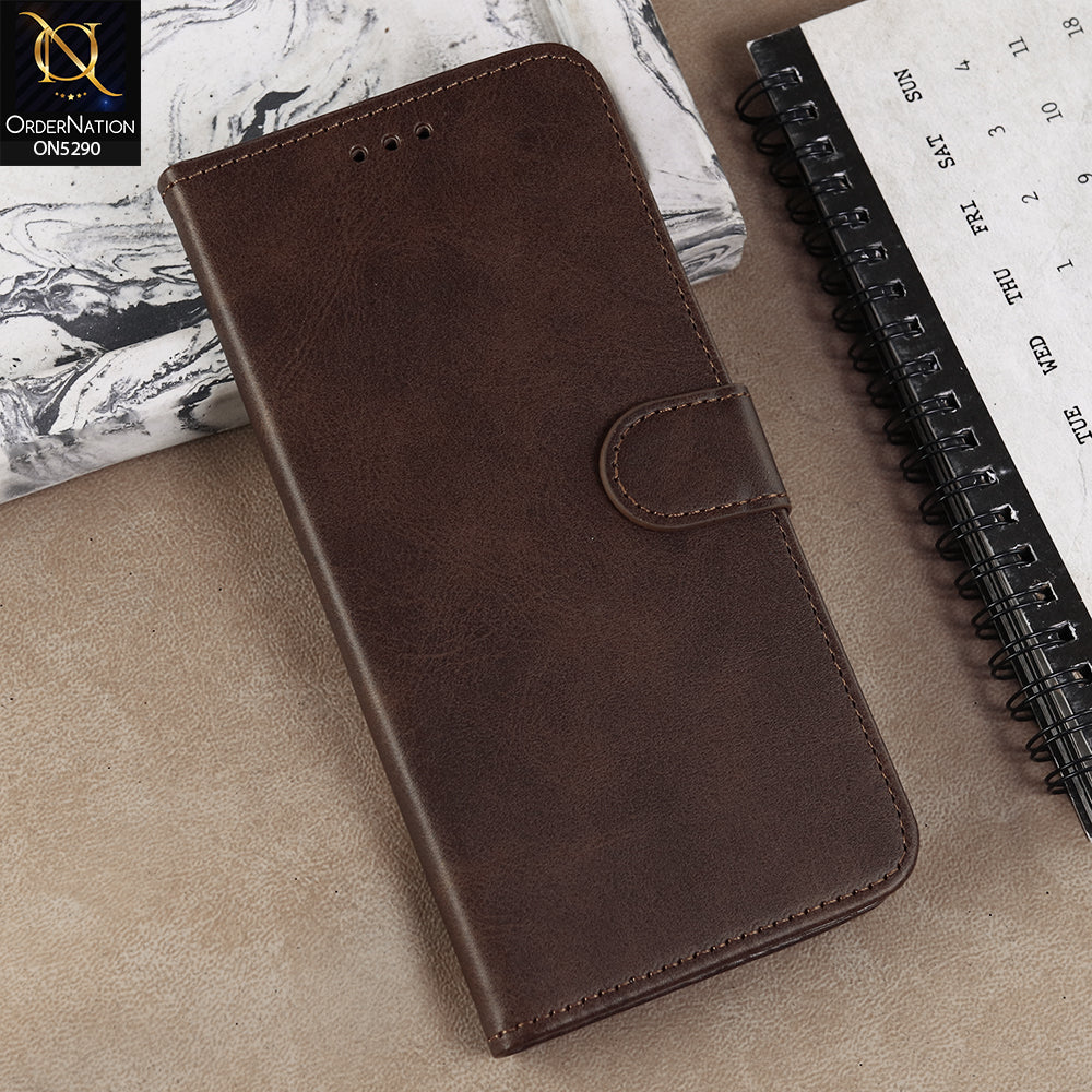 Vivo V60 Lite Cover - Dark Brown - Premium Business Series Magnetic Leather Wallet Flip book Card Slots Soft Case