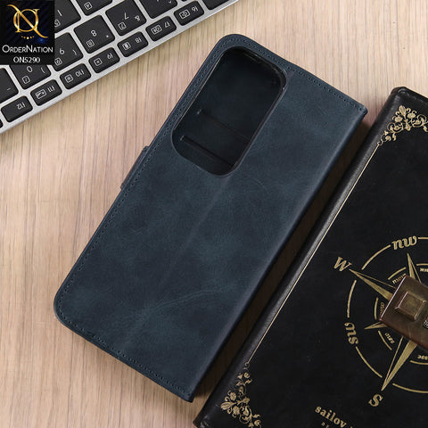 Vivo Y19s Pro Cover - Blue - Premium Business Series Magnetic Leather Wallet Flip book Card Slots Soft Case