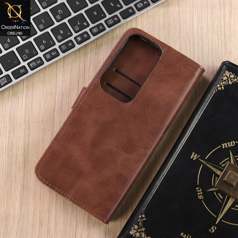 Vivo Y19s Pro Cover - Dark Brown - Premium Business Series Magnetic Leather Wallet Flip book Card Slots Soft Case