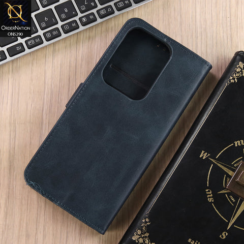 Vivo Y300t / Vivo T4x Cover - Blue - Premium Business Series Magnetic Leather Wallet Flip book Card Slots Soft Case