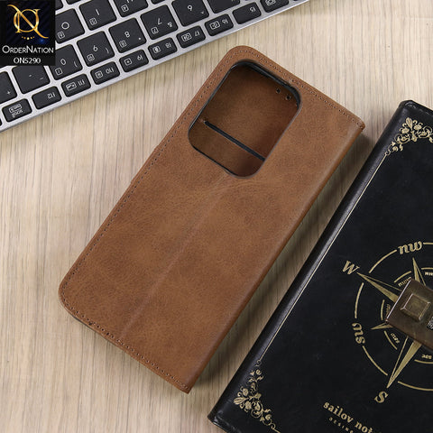 Vivo Y300t / Vivo T4x Cover - Dark Brown - Premium Business Series Magnetic Leather Wallet Flip book Card Slots Soft Case