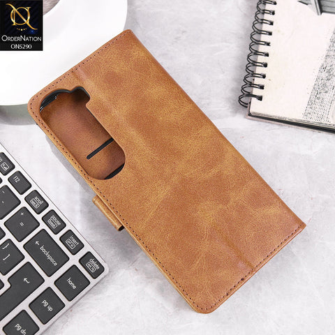 Vivo Y200 (2025) Cover - Light Brown - Premium Business Series Magnetic Leather Wallet Flip book Card Slots Soft Case