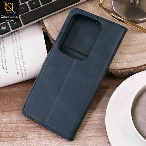 Infinix Zero 30 4G Cover - Blue - Premium Business Series Magnetic Leather Wallet Flip book Card Slots Soft Case