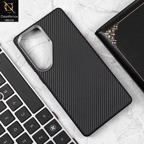 Samsung Galaxy S25 Ultra Cover - Black - Carbon Fiber Design Metal Camera Ring Style Soft Border Case