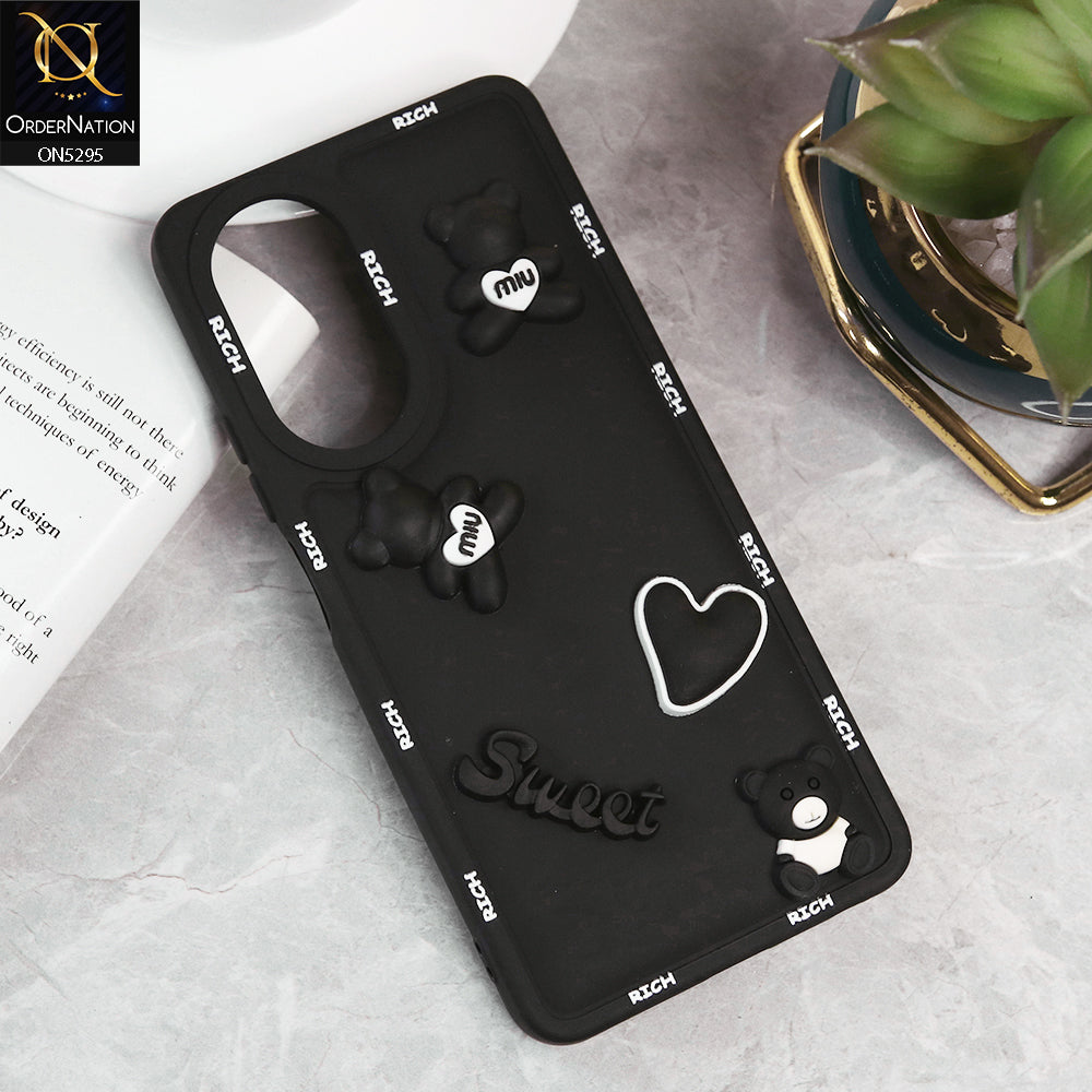 Oppo A58 4G Cover - Black - Sweet Rich 3D Cartoon Silicone Case