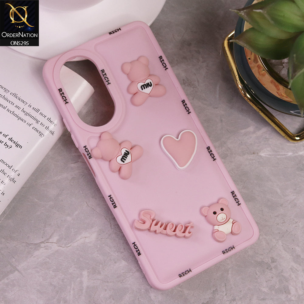Oppo A58 4G Cover - Pink - Sweet Rich 3D Cartoon Silicone Case