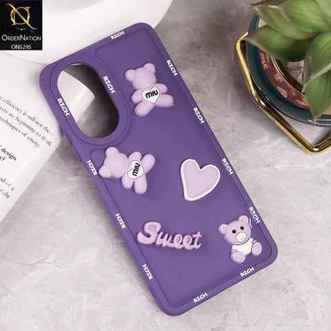 Oppo A58 4G Cover - Purple - Sweet Rich 3D Cartoon Silicone Case