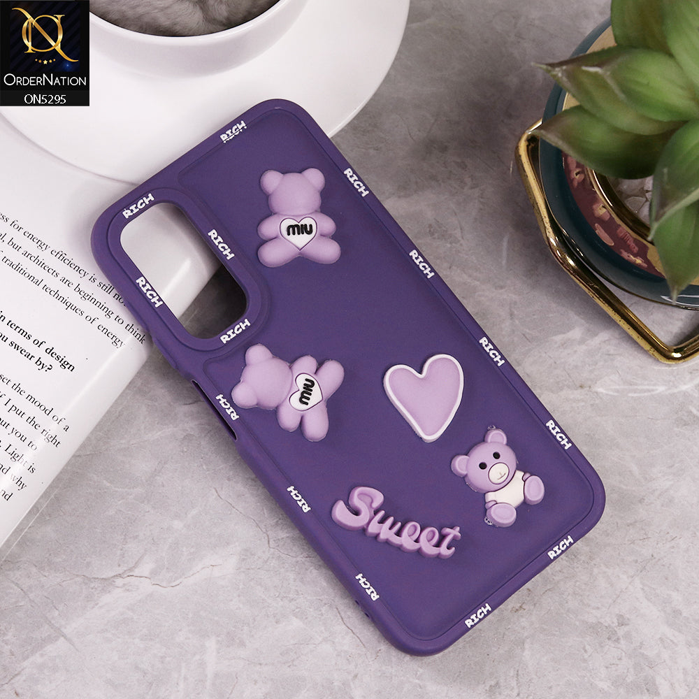 Samsung Galaxy A24 4G Cover - Purple - Sweet Rich 3D Cartoon Silicone Case