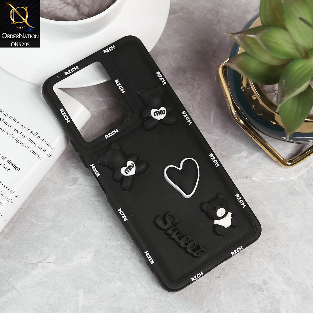 Vivo Y27s Cover - Black - Sweet Rich 3D Cartoon Silicone Case