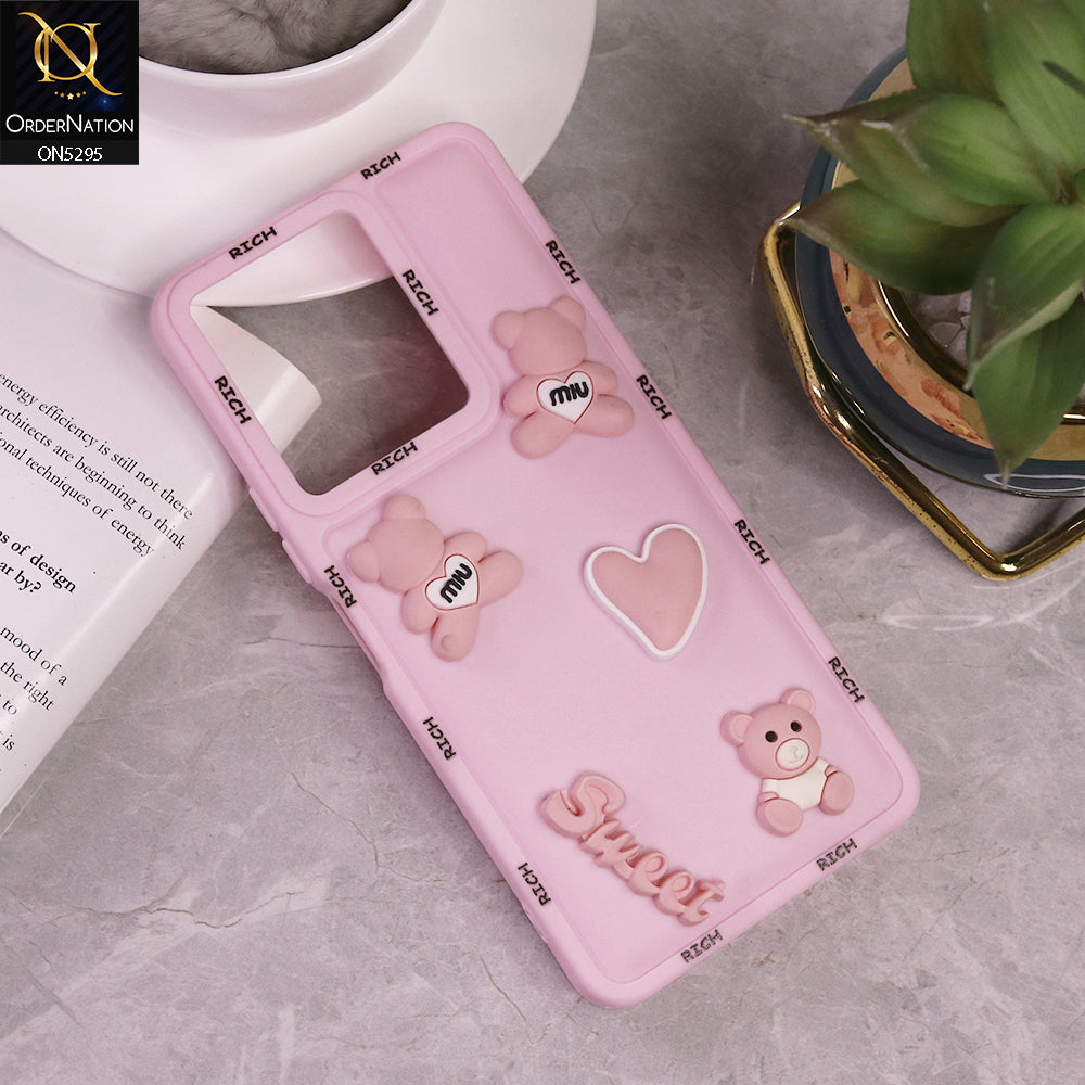 Vivo Y36 5G Cover - Pink - Sweet Rich 3D Cartoon Silicone Case