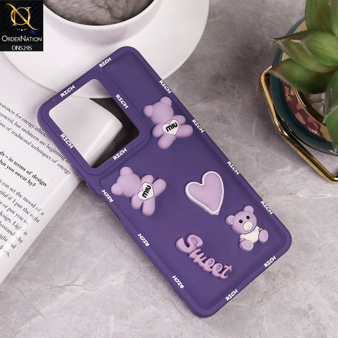 Vivo Y36 5G Cover - Purple - Sweet Rich 3D Cartoon Silicone Case