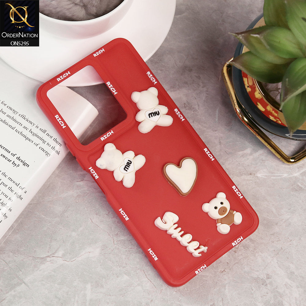 Vivo Y36 5G Cover - Red - Sweet Rich 3D Cartoon Silicone Case