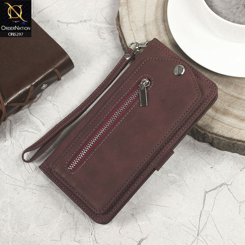 Iphone 13 Pro Max Cover - Burgundy - Trendy Premium Leather Flip Book Wallet Card Holder Case With Mirror