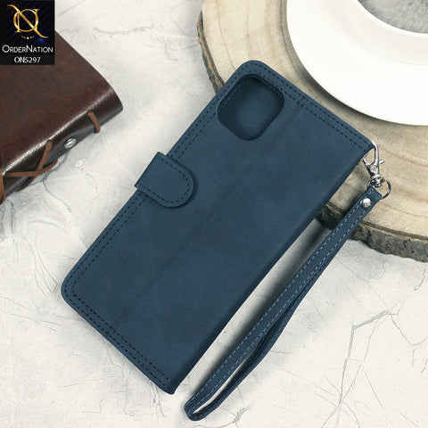 Iphone 11  Cover - Blue - Trendy Premium Leather Flip Book Wallet Card Holder Case With Mirror