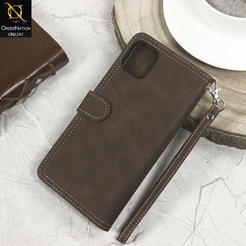 Iphone 11 Pro Cover - Brown - Trendy Premium Leather Flip Book Wallet Card Holder Case With Mirror