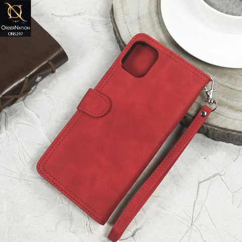 Iphone 11 Pro Max Cover - Red - Trendy Premium Leather Flip Book Wallet Card Holder Case With Mirror