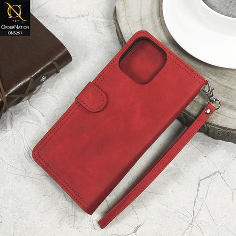 Iphone 12 Pro Max  Cover - Red - Trendy Premium Leather Flip Book Wallet Card Holder Case With Mirror