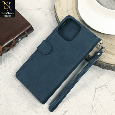Iphone 13 Pro Max Cover - Blue - Trendy Premium Leather Flip Book Wallet Card Holder Case With Mirror