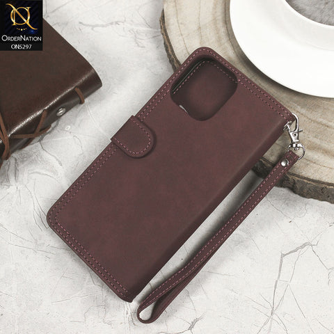 Iphone 13 Pro Max Cover - Burgundy - Trendy Premium Leather Flip Book Wallet Card Holder Case With Mirror