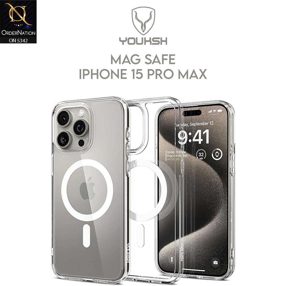 iPhone 15 Pro Max Cover - Transparent - Youksh Magsafe Clear Soft Borders Case