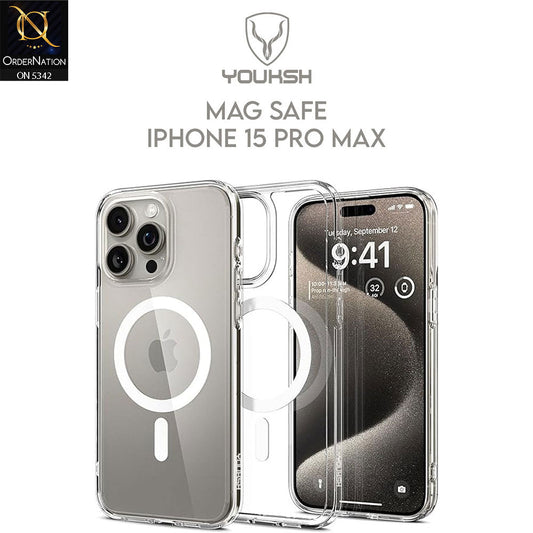 iPhone 15 Pro Max Cover - Transparent - Youksh Magsafe Clear Soft Borders Case