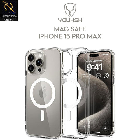 iPhone 15 Pro Max Cover - Transparent - Youksh Magsafe Clear Soft Borders Case