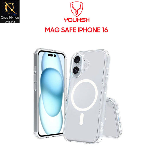 iPhone 16 Cover - Transparent - Youksh Magsafe Clear Soft Borders Case