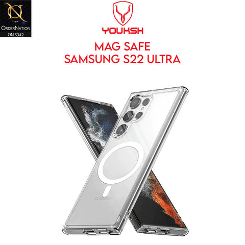 Samsung Galaxy S22 Ultra 5G Cover - Transparent - Youksh Magsafe Clear Soft Borders Case