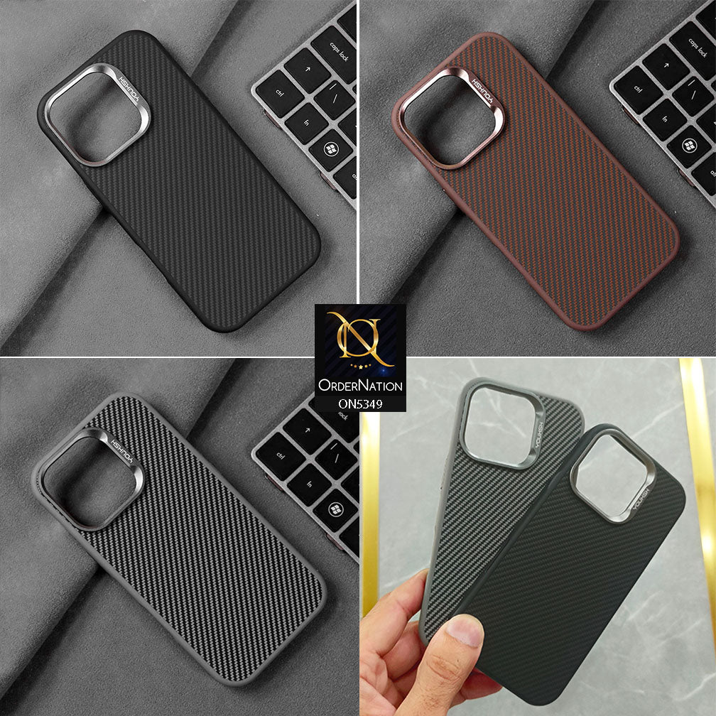 iPhone 17e Cover - Gray - Youksh Carbon Fiber Soft Borders Case