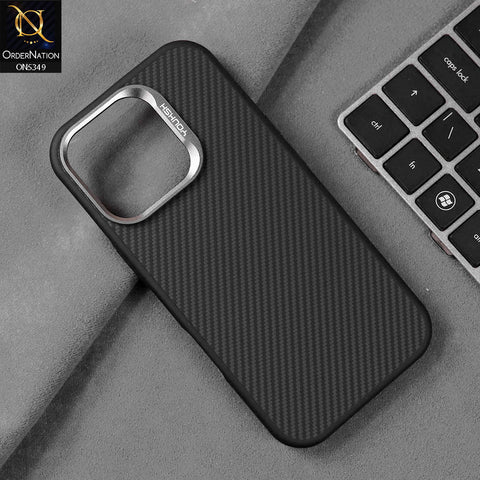 iPhone 15 Pro Cover - Black - Youksh Carbon Fiber Soft Borders Case