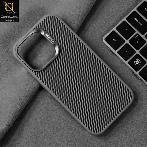 iPhone 15 Pro Cover - Gray - Youksh Carbon Fiber Soft Borders Case