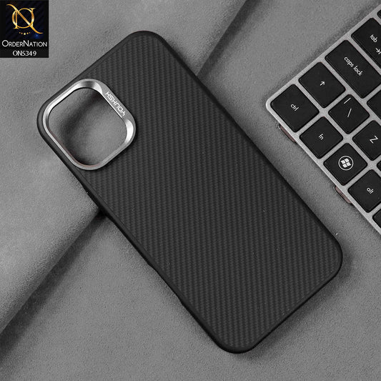iPhone 16 Cover - Black - Youksh Carbon Fiber Soft Borders Case