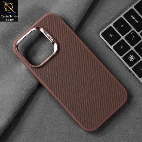 iPhone 16 Pro Cover - Brown - Youksh Carbon Fiber Soft Borders Case
