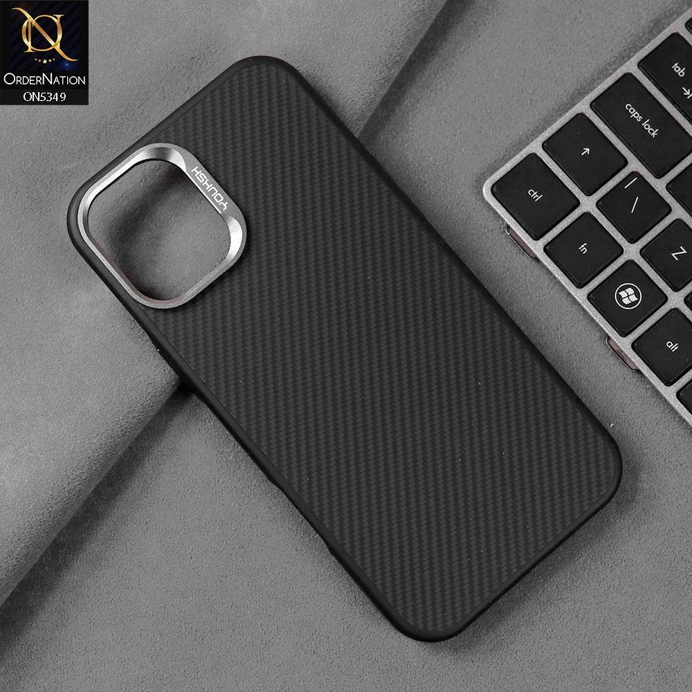 iPhone 16 Plus Cover - Black - Youksh Carbon Fiber Soft Borders Case